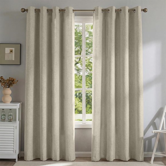 Cortinas opacas DrapeMaster de lino – juego de 2 paneles