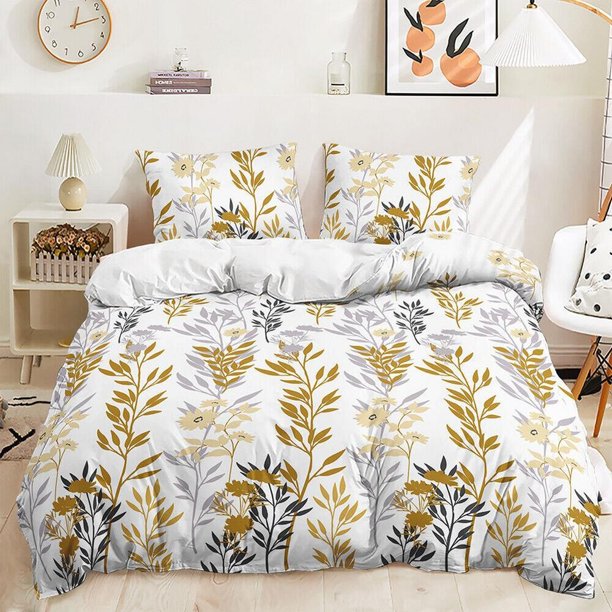 Palm Leaves Fernwort Dandelion Feather Quilt Duvet Cover Set Kids3-Piece Bedding Set
