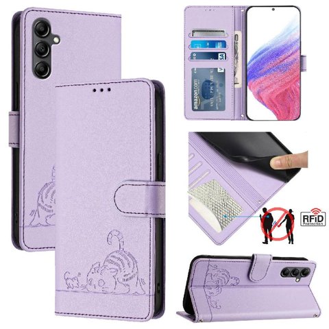 Funda Tipo Cartera Foxdock Para Samsung Galaxy A15 5G/4G Con Soporte, Ranuras, Rfid, Diseño De Gato