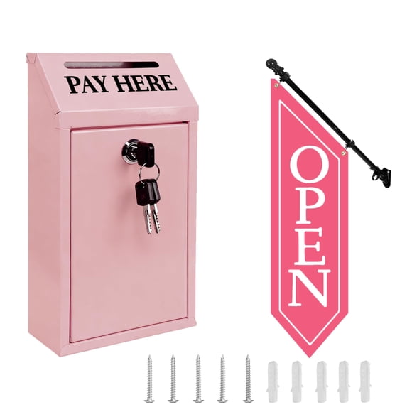 Caja de efectivo yeload rosa 26x14,5x7 cm + bandera OPEN 107x30 cm