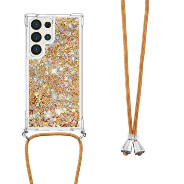 Funda FOXDOCK para Samsung Galaxy S25 Ultra con Cuerda Ajustable, Brillo Líquido, Protección Antigolpes y Lente – Ideal para Regalo