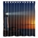 thumbnail image 1 of Cortina de ducha con diseño de faro y puesta de sol, juego de cortinas de baño con ganchos, tamaño 66 x 72 pulgadas, 1 of 3
