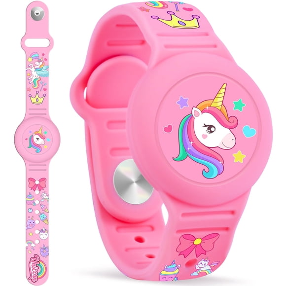 Pulsera Airtag SlyCroko para Niños 14-18 cm Rosa Impermeable