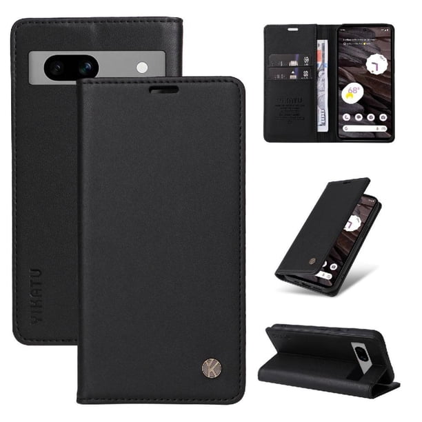 Funda Billetera de Cuero para Google Pixel 7A con Tarjetero y Soporte - Tapa Magnética Negro