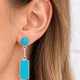 thumbnail image 3 of Aros Turquesa Rectangular Plata 950 Tornillo Mariposa Colgantes Mujer Elegantes Piedra azul., 3 of 3
