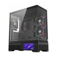 Gabinete Gamer Xyz Aurorax 100 Pro, Panel Panorámico, Pantalla 5.5"", Incluye 3 Fans, Negro