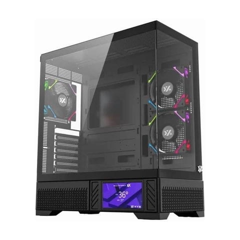 Gabinete Gamer Xyz Aurorax 100 Pro, Panel Panorámico, Pantalla 5.5"", Incluye 3 Fans, Negro