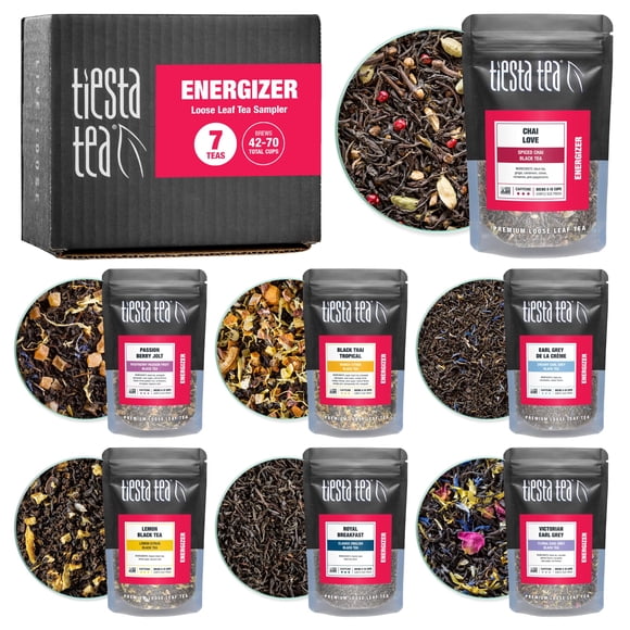 Set de té Tiesta Tea Black Sampler, hojas sueltas con alto contenido de cafeína