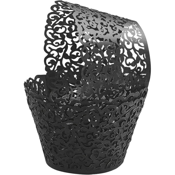 50 envoltorios artísticos para cupcakes, papel para hornear pasteles, filigrana, encaje de enredadera, corte láser, moldes para muffins, bandejas para decoración de bodas, fiestas y cumpleaños.