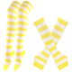 thumbnail image 1 of suxuMhao Juego de Calcetín y Guantes a Rayas, Calcetines hasta el Muslo sobre la Rodilla con Rayas Anchas y Guantes sin Dedos Suaves y Elásticos, Mezcla Transpirable de Poliéster y Algodón, Amarillo, 1 of 1
