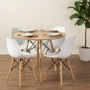 Pandalino - Comedor Redondo Shanna 80 Cm + 4 Sillas Eames Blanco