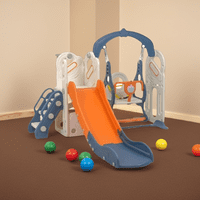 Igpro - Resbalín 4 En 1 Columpio, Aro De Baloncesto Y Bodega Azul