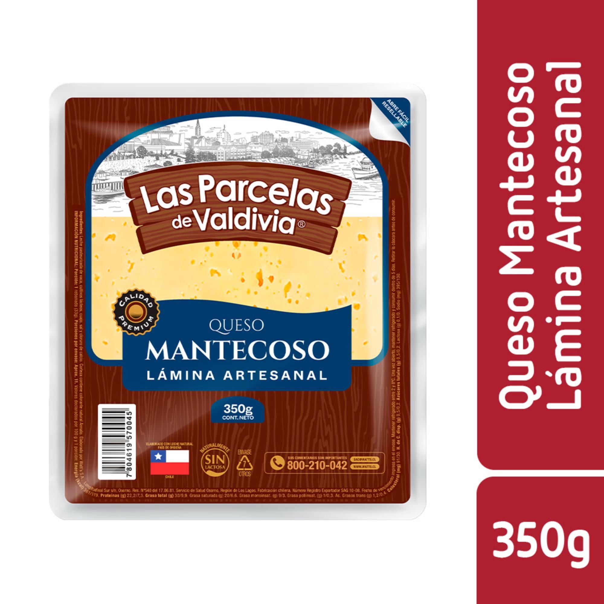 Queso Mantecoso Laminado 350 g Las Parcelas de Valdivia