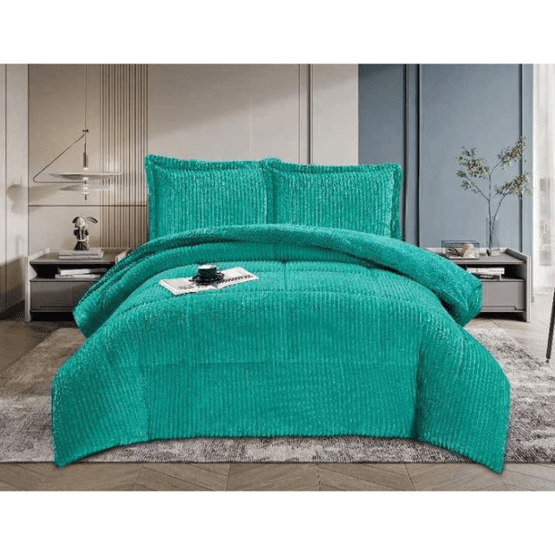 Cobertor plumones Con Chiporro De 2 Plazas + 2 Fundas 230x250cm TURQUEZA