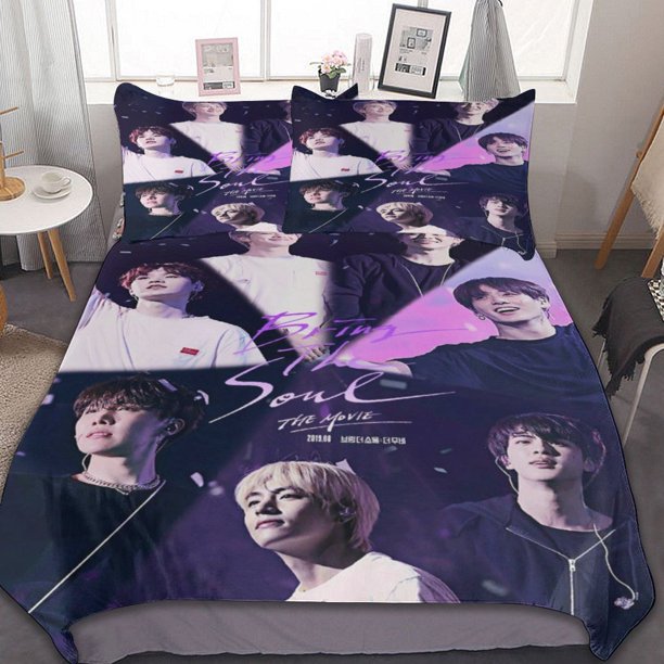 Kpop BTS Bedding Sets 3 Pieces Warm Soft Duvet Cover Set for Fans Kids Teens Girls Room Decor Lightweight Breathable