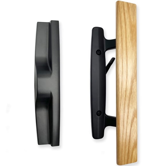 Juego de manija para puerta corrediza de patio ALLYWASAI, madera negra