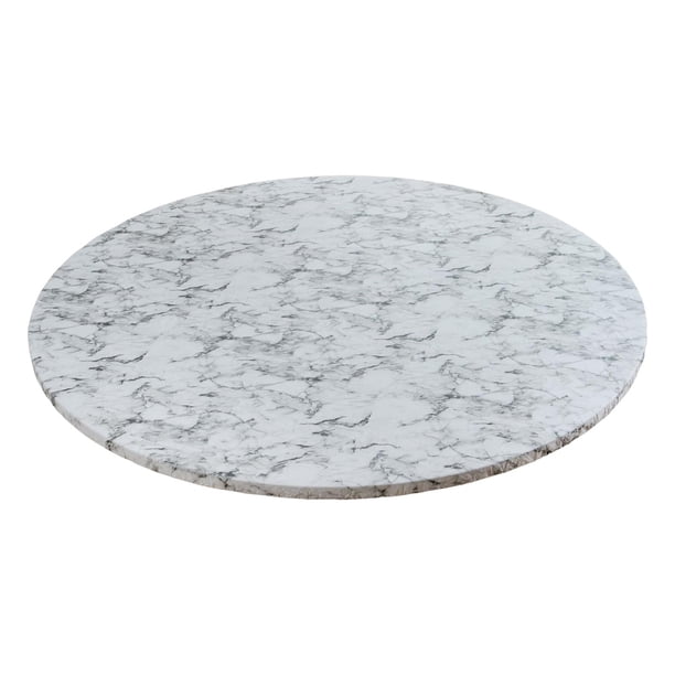 Mantel redondo ajustado con respaldo de franela, cubierta de mesa impermeable y lavable con borde elástico, patrón de mármol blanco de lujo, para mesa , 100 a 110cm