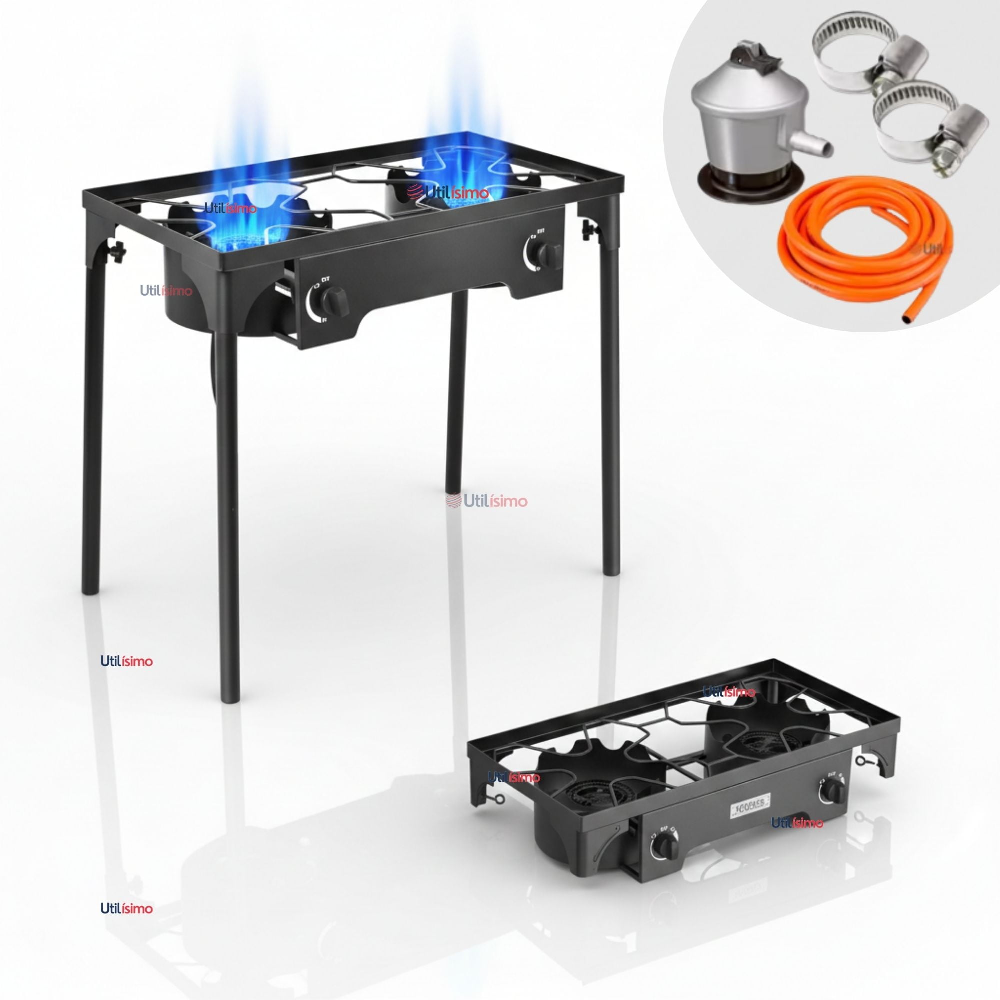 Line - Fogón Cocina Alta Presión 2 Platos + Kit De Instalación