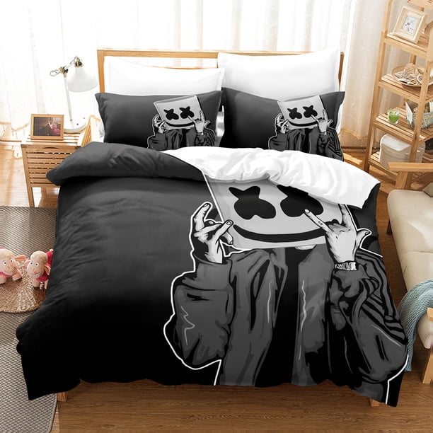 DJ Marshmello Bedding Set Hip Hop Bed Set Aldult Kid Bedroom Duvetcover Sets 3