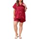 thumbnail image 4 of Agnes Orinda Conjunto de Pijama de Satén para Mujer Talla Grande 2 Piezas Cuello con Solapa Botones Camiseta de Manga Corta y Pantalones Cortos con Puños Ropa de Dormir Brillante y Sedosa 2X Rojo, 4 of 8