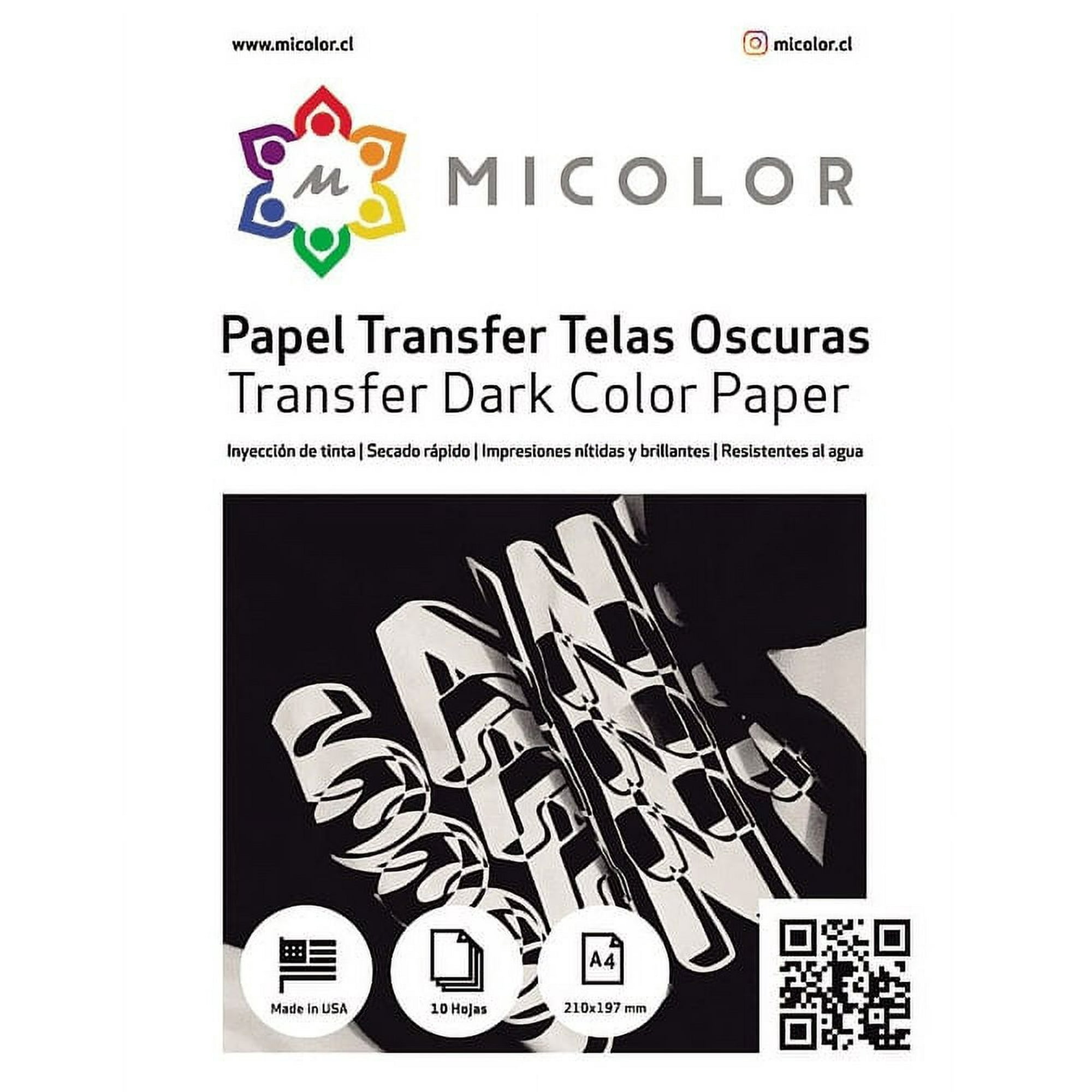 Micolor - Papel Transfer Telas Oscuras A4/20 Hojas Made In Usa