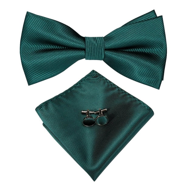 Corbatin Seda Hombre Paño y colleras Set humita regalo formal Pajarita verde Talla Única