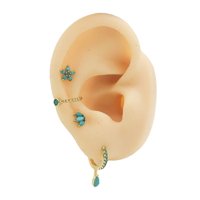 Elbauldejuma - Set Conjunto Huggies Pendientes Turquesa Chapados En Oro 18K