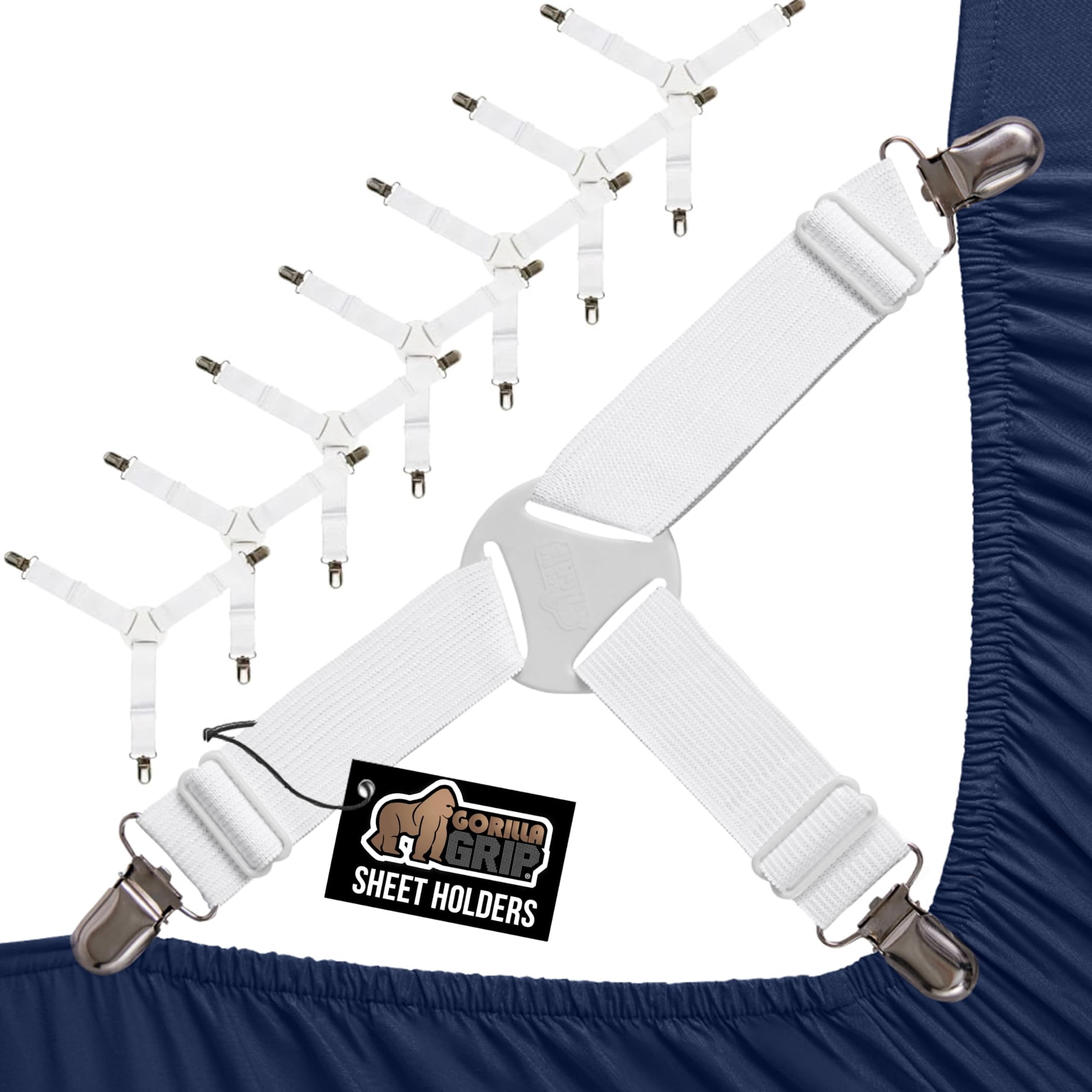Sujetadores De Sábanas Gorilla Grip Con Clips Metálicos Elásticos Ajustables, 8 Piezas