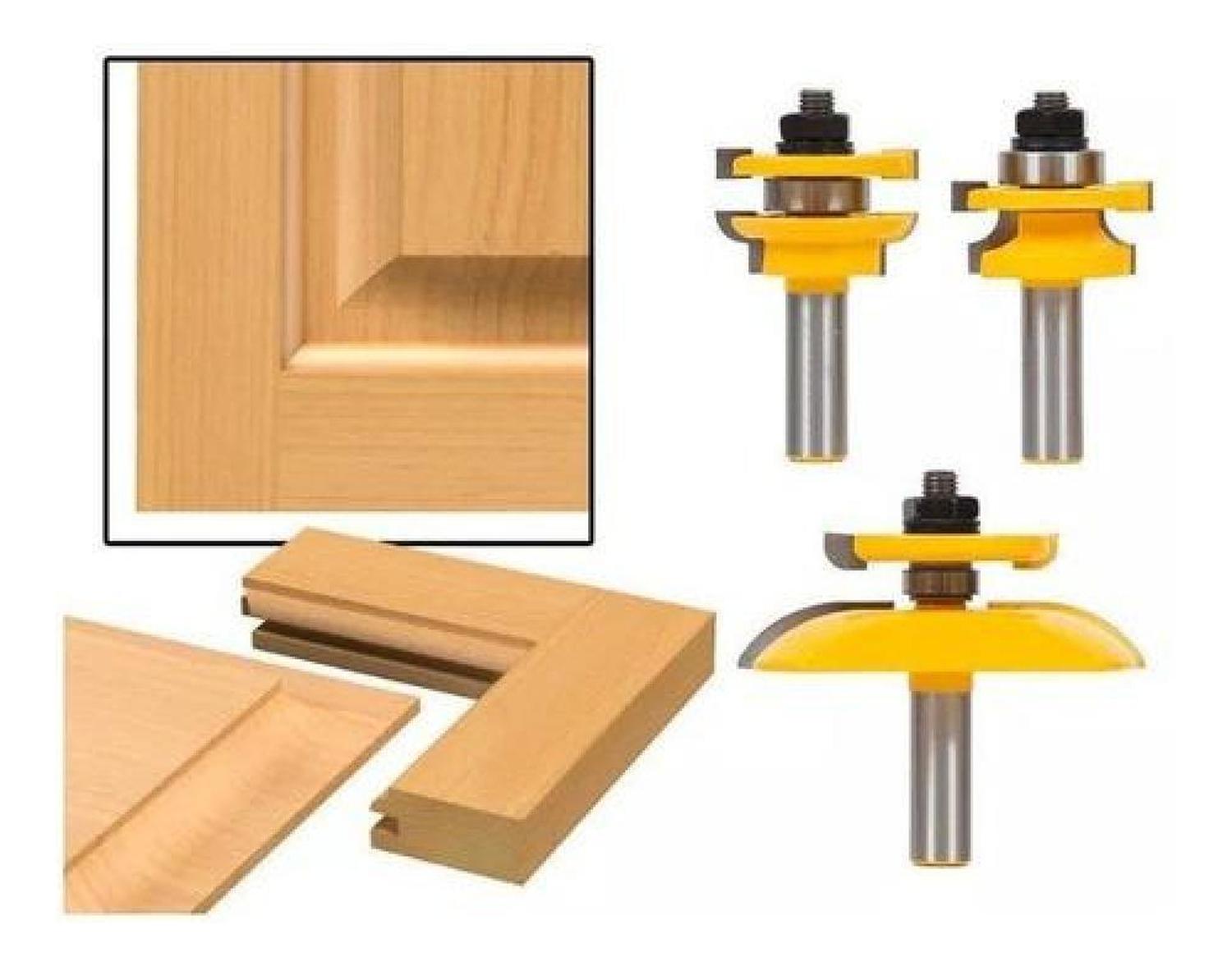Genérica - Set 3 Fresas 1/2 Acabado Y Ranurado De Puertas Carpintería