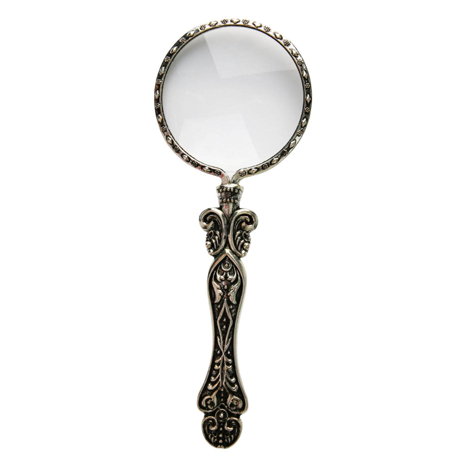 Ioensy - Lupa Tallada De Mano Con Mango Antideslizante En Relieve Para Libro Plateado