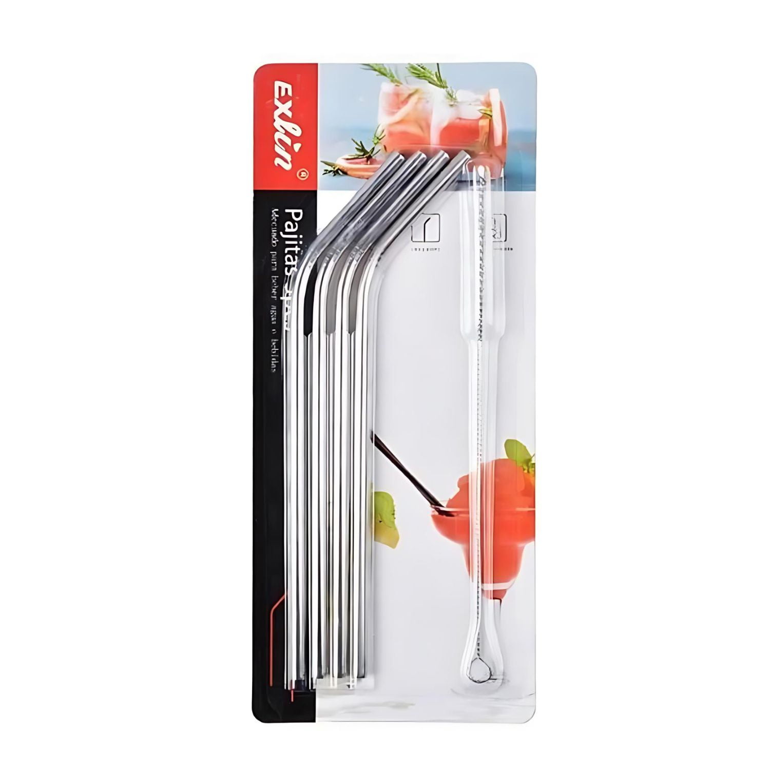 Disparo - Set 4 Bombillas Acero 21cm Bebidas Tragos Ecológica Pajita