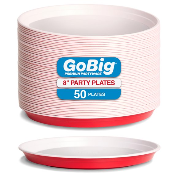 Platos GoBig 20 cm Rojo – 50 unidades – Alta resistencia