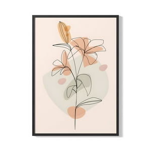 Creango - Cuadro Poster Enmarcado Silueta De Flores Decorativo