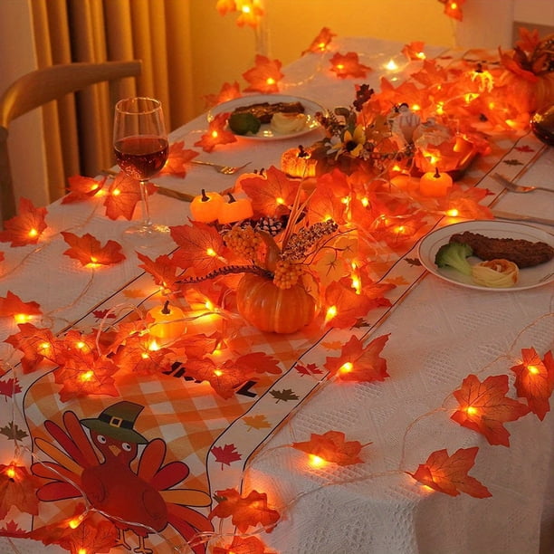 1pc, Festive Red Maple Leaf String Lights for Home Decor, Party, and Holiday Celebrations