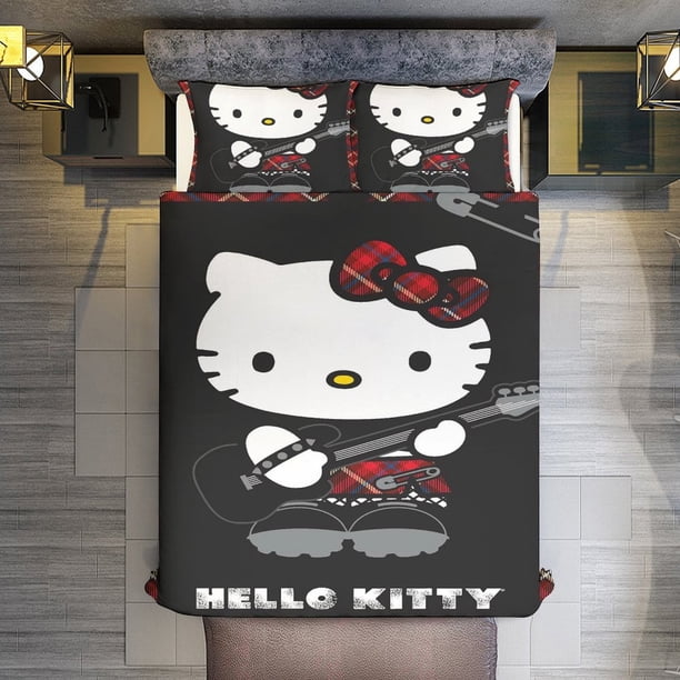 Hello Kitty Punk Comforter Comforter Set for Kids Girls 3Pcs Bedding Set Printed Comforter