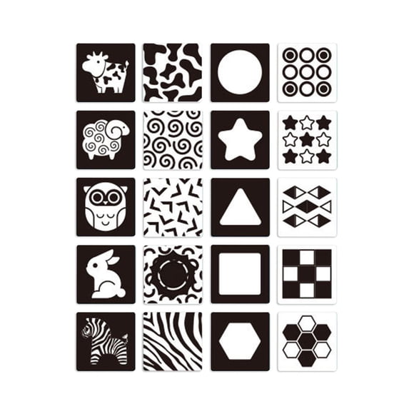 Tarjetas De Contraste Para Bebés De Alto Contraste Para Concentración Preescolar En Blanco Y Negro