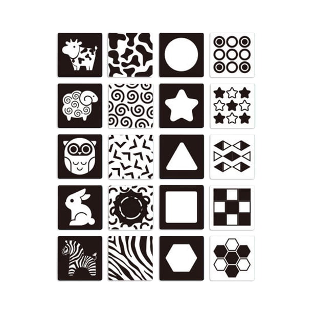 Tarjetas De Contraste Para Bebés De Alto Contraste Para Concentración Preescolar En Blanco Y Negro