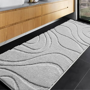 Alfombra De Baño Runner Dexde, Extra Larga, Antideslizante, Gris Claro
