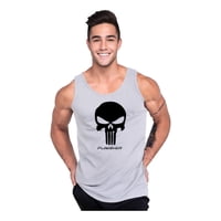Persodesign - Polera Craneo Musculosa Tank Gym Pesas Crossfit Talla S Gris Hombre