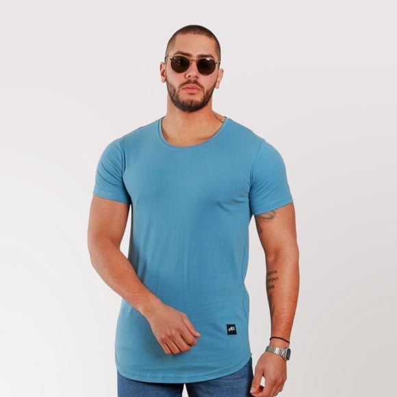 polera longfit Celeste