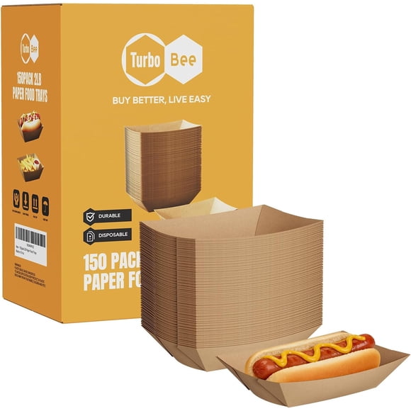 Bandejas de papel desechables para alimentos de 2 lb, paquete de 150
