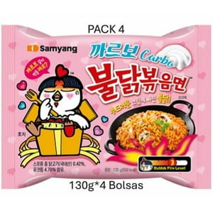 Buldak Ramen Carbonara Samyang 130G*Pack 4 Bolsas