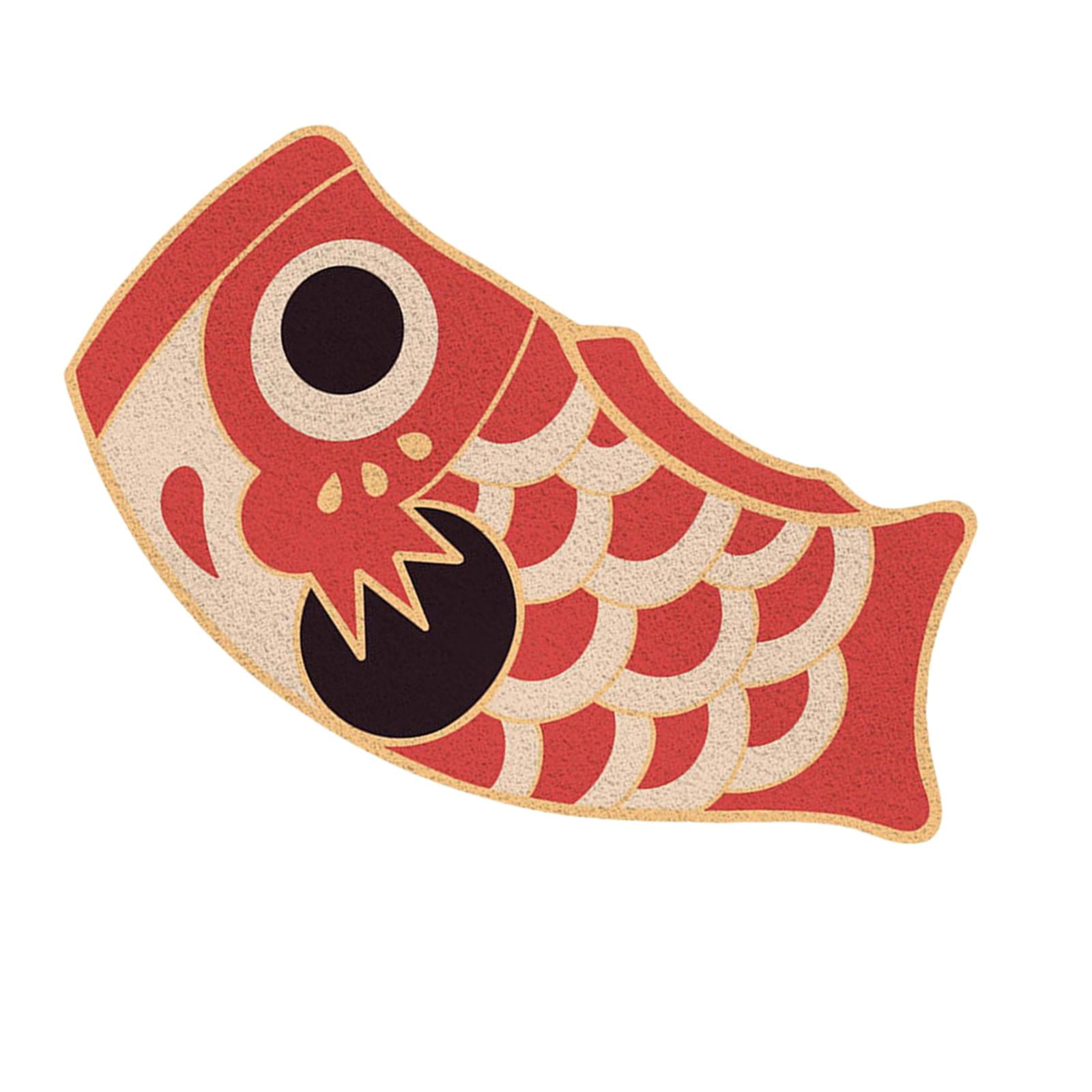 Magideal - Felpudo Japonés Koi Para Exteriores, Felpudo De Pescado, Cómodo, Decorativo, Antideslizante, Alfombra De Baño De Pescado, Alfombra De Bienvenida Para Rojo 37cmx70cm