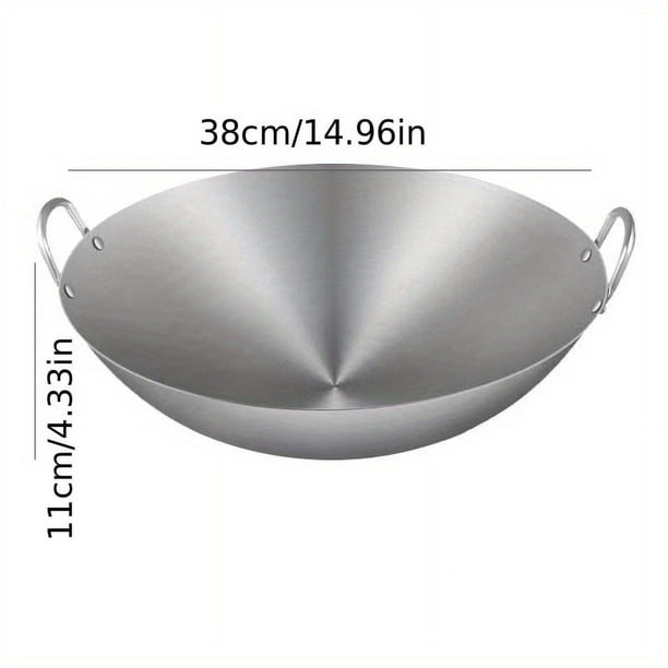 1pc, Thickened Stainless Steel Wok, For Gas Stovetop And Induction Cooker, Kitchen Utensils, Kitchen Gadgets, Kitchen Accessories, Home Kitchen Items 11.81''/13.39''/14.96''