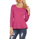 thumbnail image 1 of INSPIRE CHIC Blusa de Mujer de Manga Larga con Cuello Redondo, Hombros Acolchados y Dobladillo con Volantes Plisados M Magenta, 1 of 8