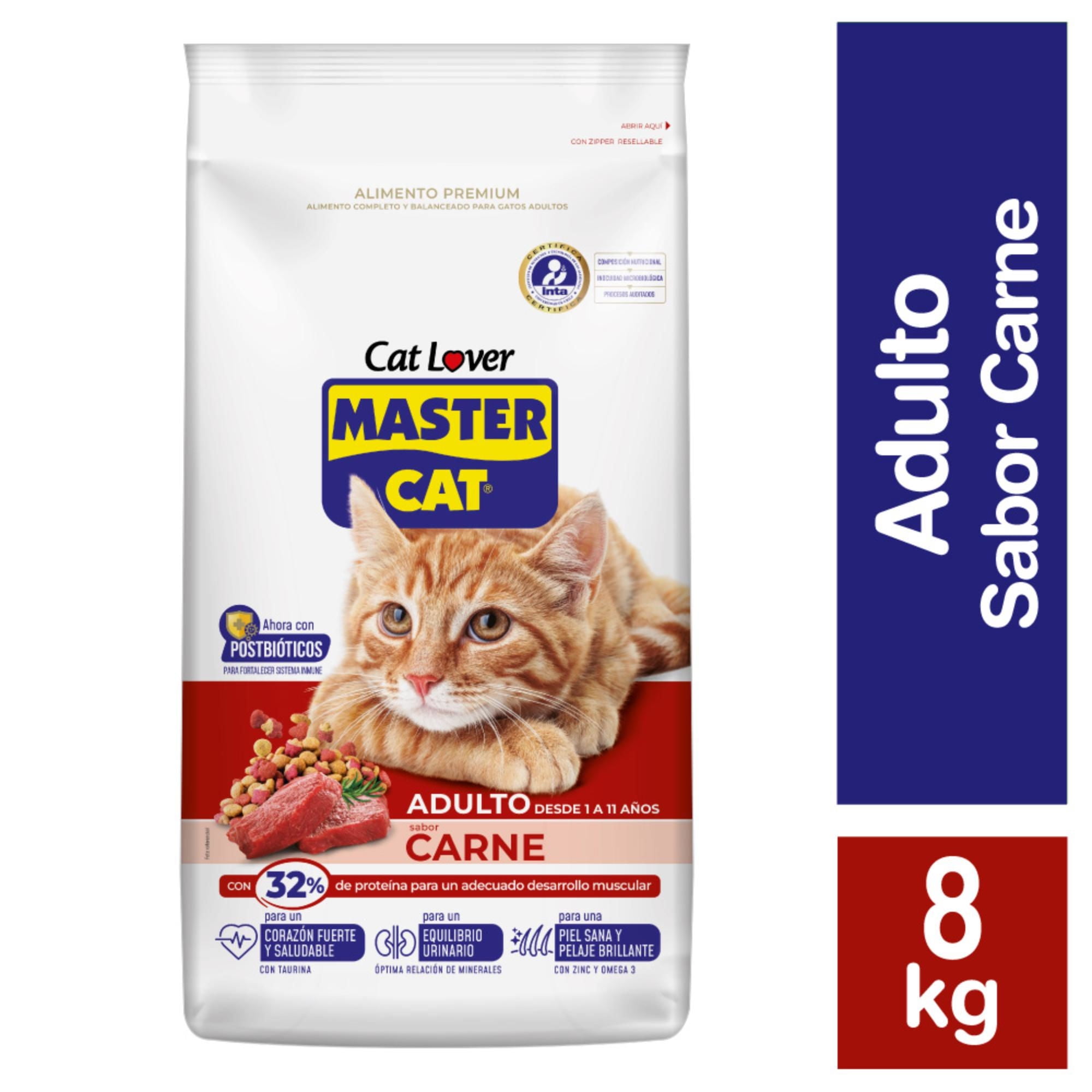 Alimento Seco Gato Adulto Sabor Carne Bolsa 8 Kg Master Cat