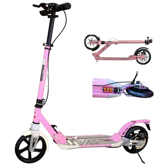 Scooter Monopatín Niños Adultos Con Freno Disco Rosado