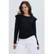thumbnail image 1 of Polera Mujer Con Vuelo Rib Recogido Negro, 1 of 4