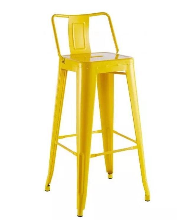 Tolix - Pack 4 Pisos 77Cm Amarillo Respaldo Bajo, Bar