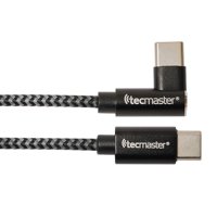 Tecmaster - Cable Tipo C 2.0 A Tipo C 2.0 - Reforzado 60W-Conector 90° 1.5 Mts